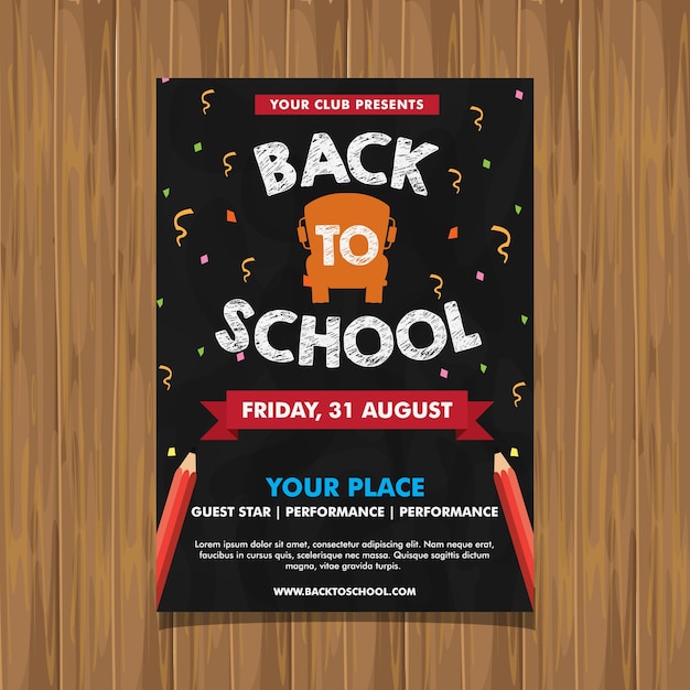 Premium Vector Back To School Event Flyer Blackboard Background