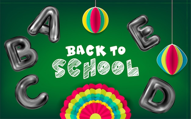 Back to school green poster Premium Vector