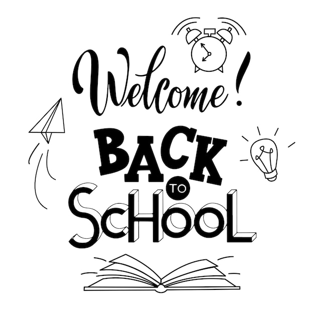 Premium Vector | Back to school hand drawn lettering. elements for ...