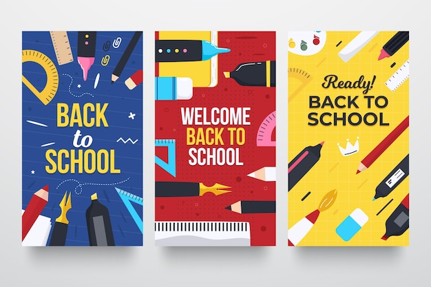 Premium Vector | Back to school instagram stories set