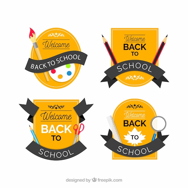 Free Vector | Back to school label collection with flat design