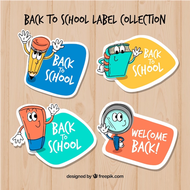 Free Vector Back To School Labels Collection With Elements