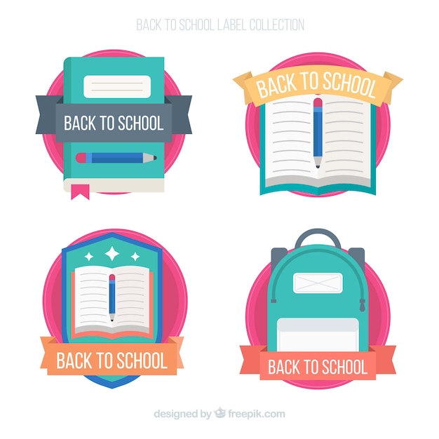 Back to school labels collection Free Vector