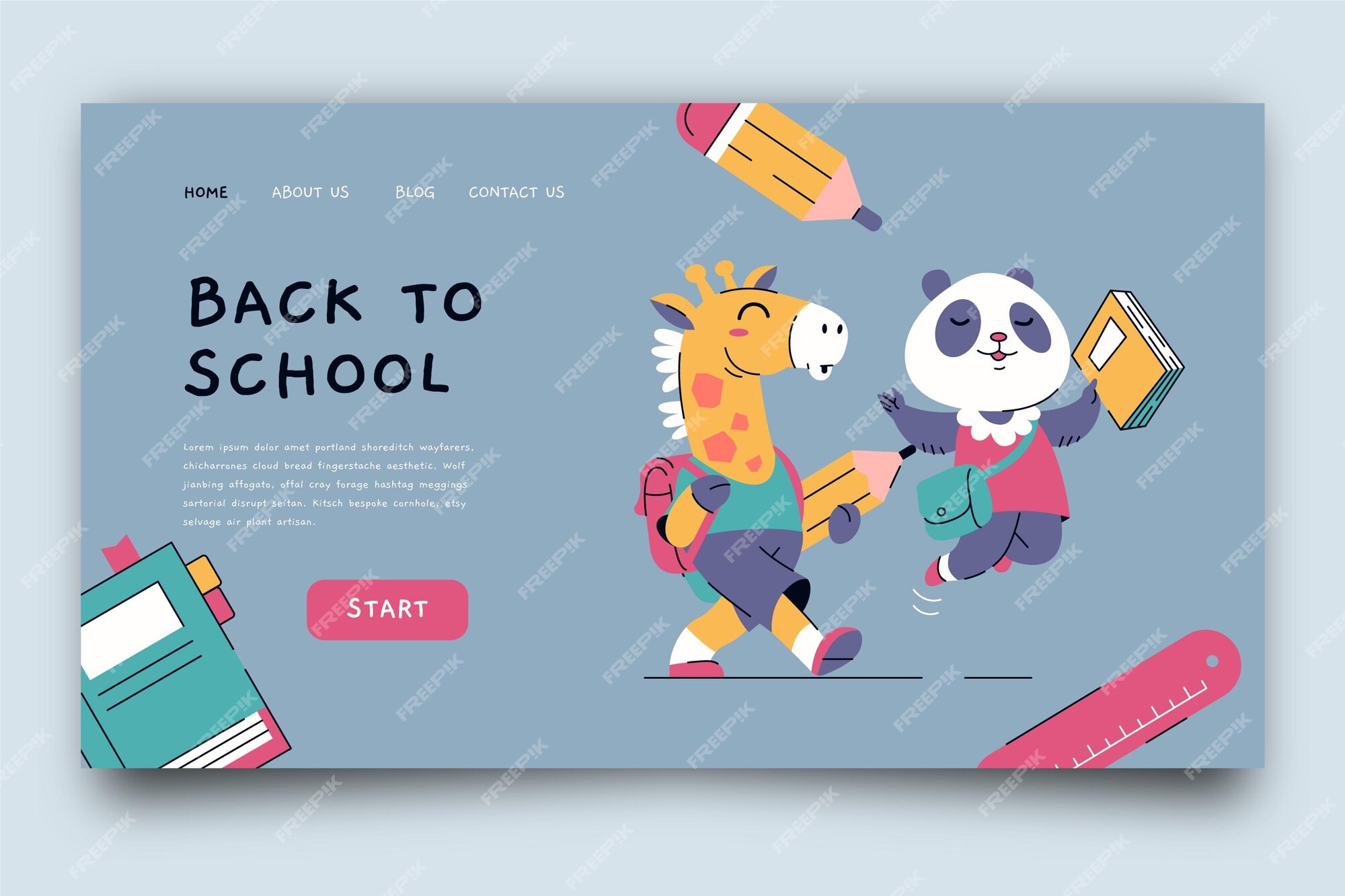 Free Vector | Back to school landing page template