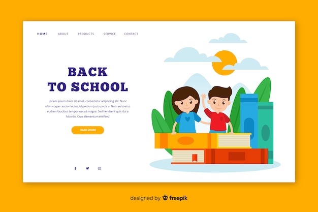 Back to school landing page Free Vector