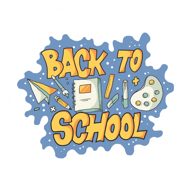 Premium Vector Back To School Lettering With Supplies