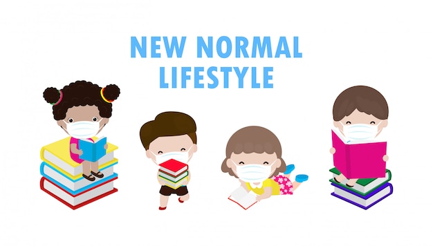 Premium Vector | Back to school for new normal lifestyle ...