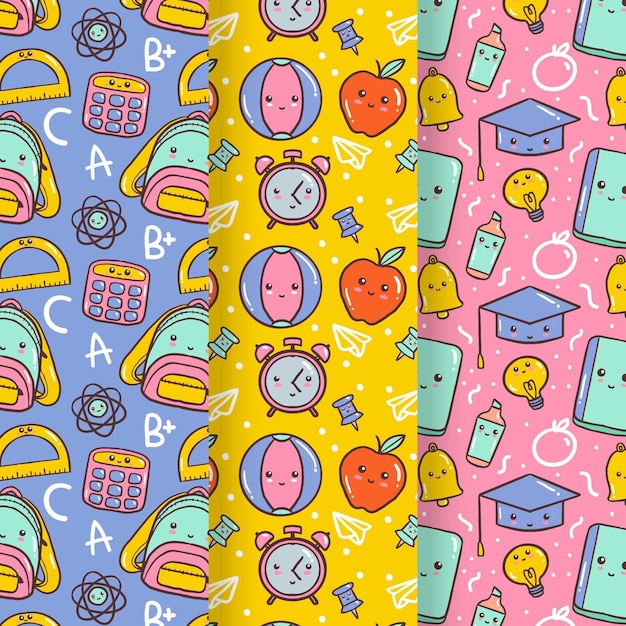 Free Vector | Back to school pattern collection