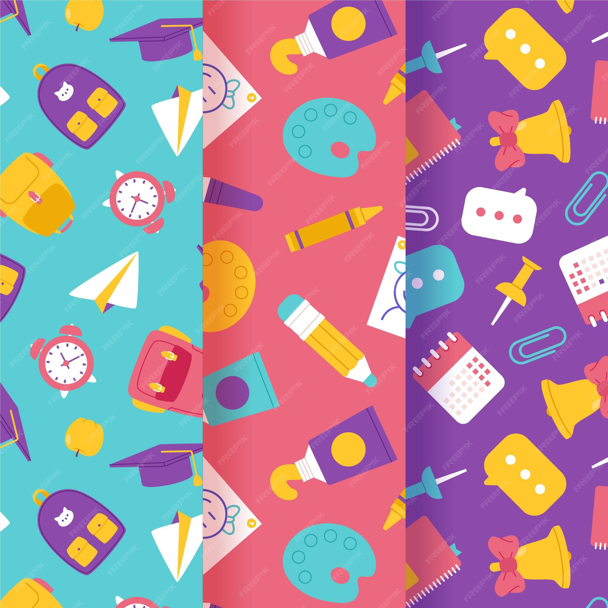 Free Vector | Back to school pattern collection