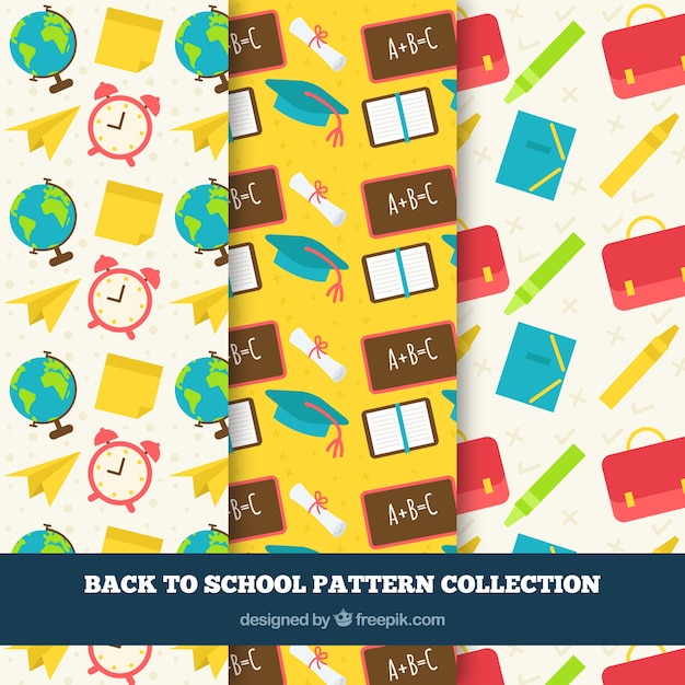 Back to school patterns collection Free Vector