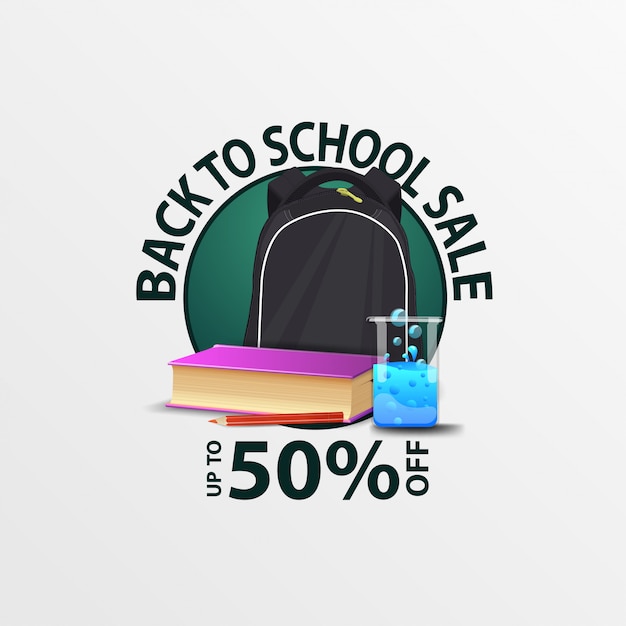 Back To School Sale Round Discount Banner With School Backpack