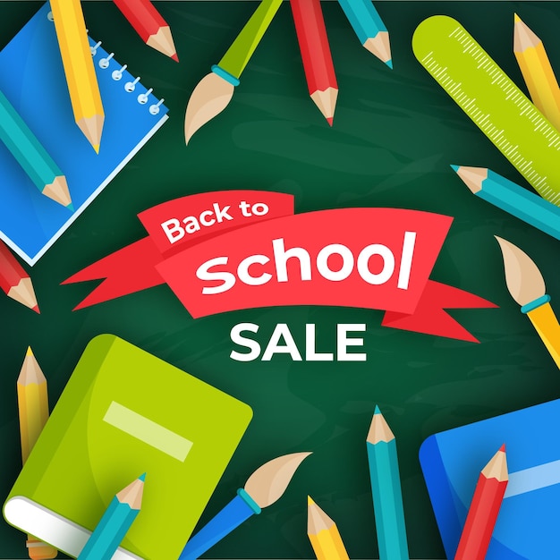 Back to school sales banner Free Vector