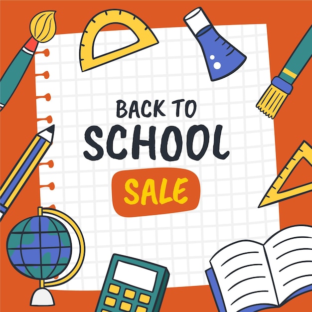 Back to school sales banner Free Vector