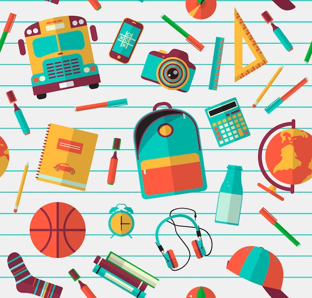 Premium Vector | Back to school seamless pattern.