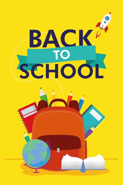 Premium Vector | Back to school season with lettering and schoolbag ...