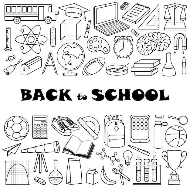 Premium Vector | Back To School Set Of Vector Hand Drawn Doodle Style ...