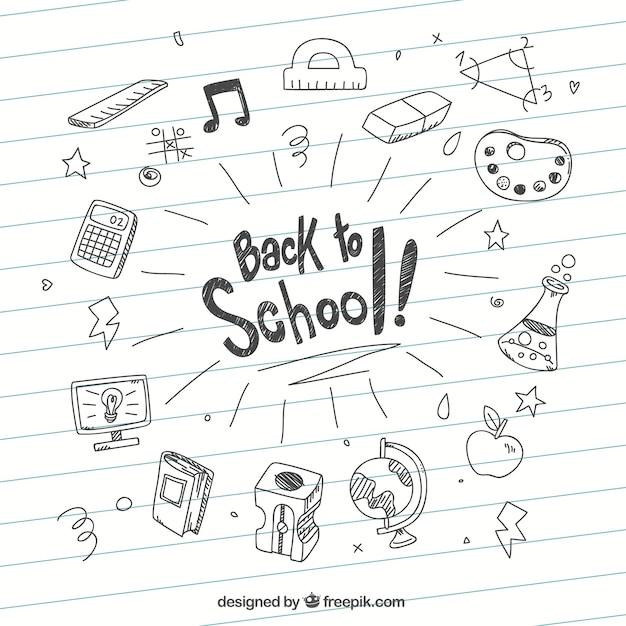 Premium Vector Back To School Sketches Background