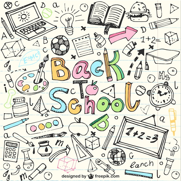 Premium Vector Back To School Sketches In Notebook