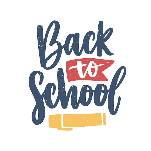 Premium Vector | Back to school slogan handwritten with calligraphic ...