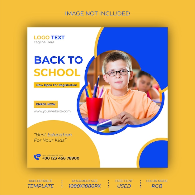 Premium Vector | Back to school social media post design template