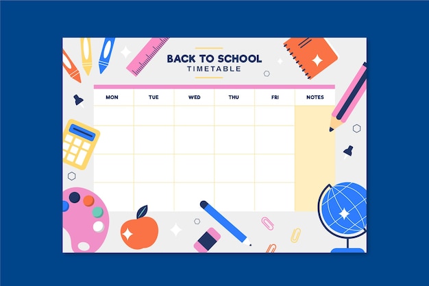 Free Vector | Back to school timetable template