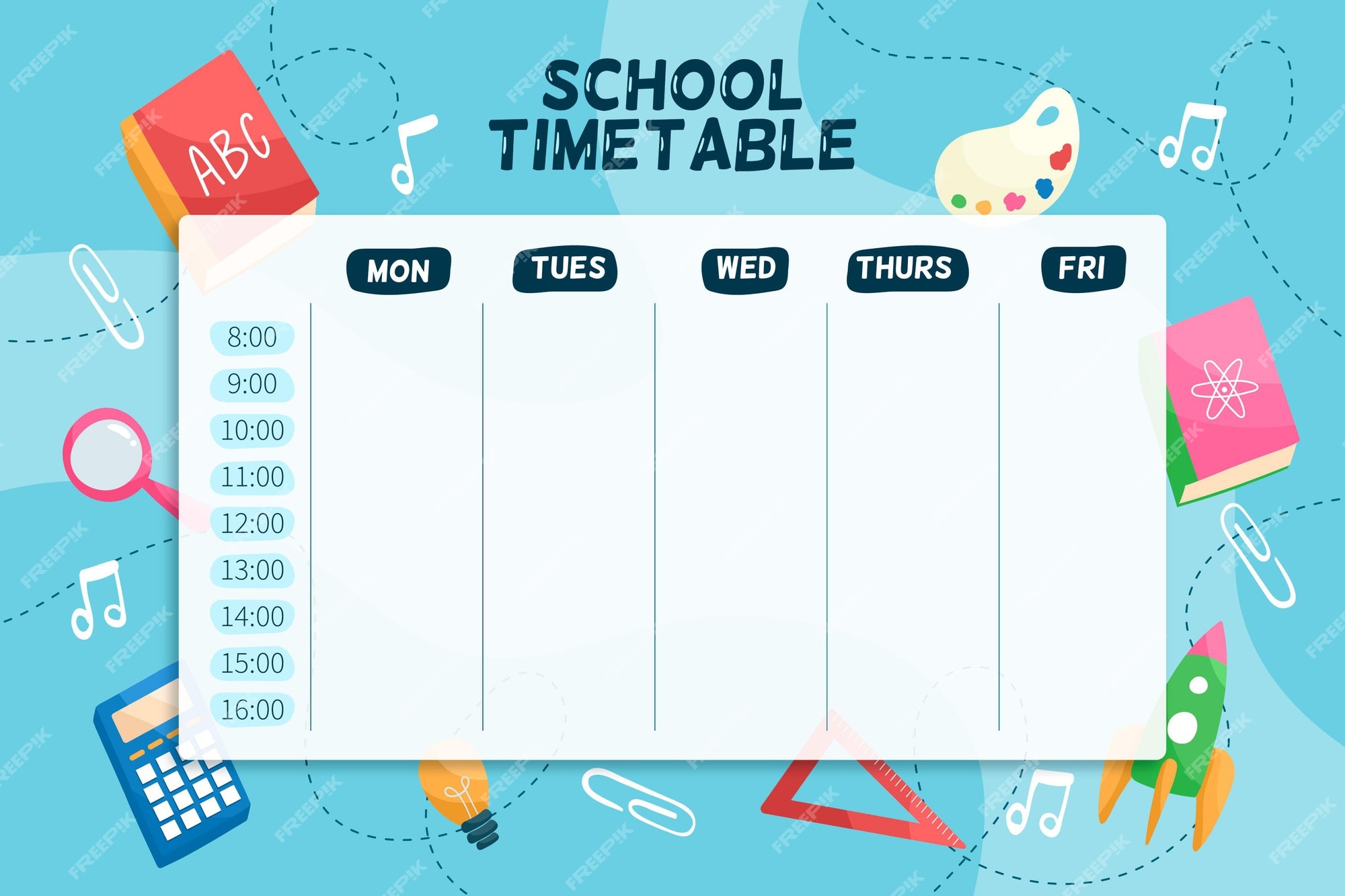 Free Vector | Back to school timetable template