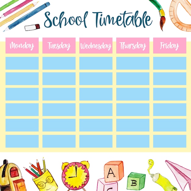 Premium Vector | Back to school timetable