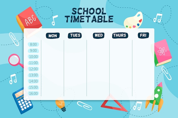 学校の時間割テンプレートに戻る 無料のベクター