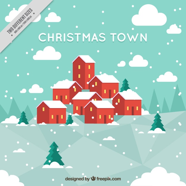 Download Background of beautiful snowy christmas village | Free Vector