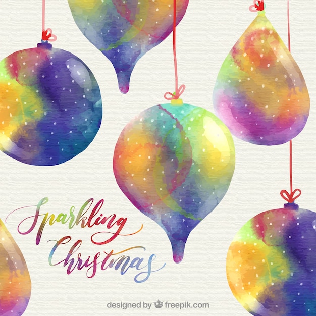 Free Vector Background Of Beautiful Watercolor Christmas Balls