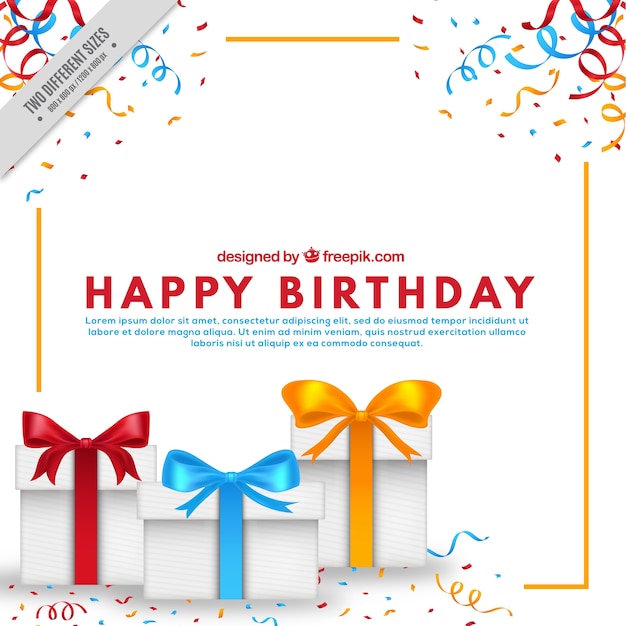 Download Free Vector | Background of birthday gifts and confetti