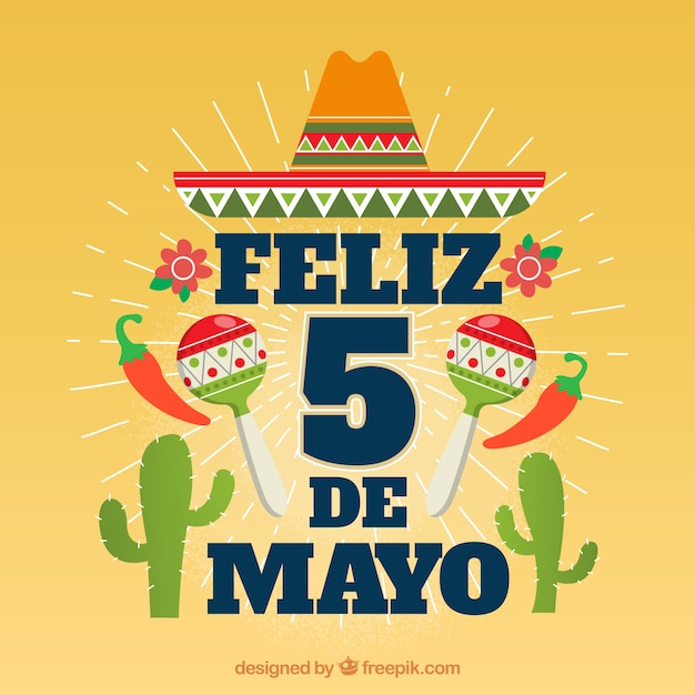 Free Vector Background of cinco de mayo with mexican elements