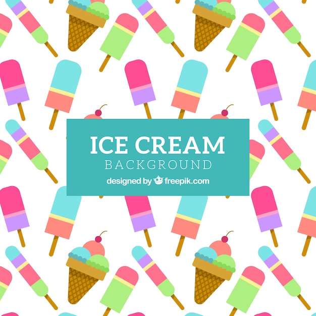 Background of colorful ice cream in flat design | Free Vector