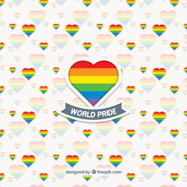 Free Vector Background Of Colorful Pride Day Hearts