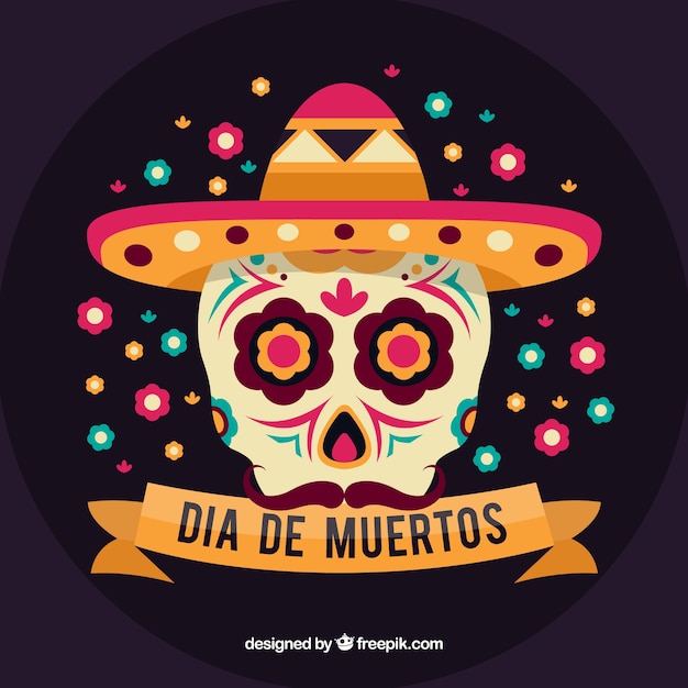 Free Vector | Background of the day of the dead with mexican skull