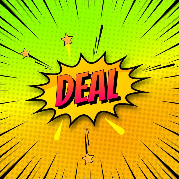  Background  of deal in comic style pop  art  design  Free Vector