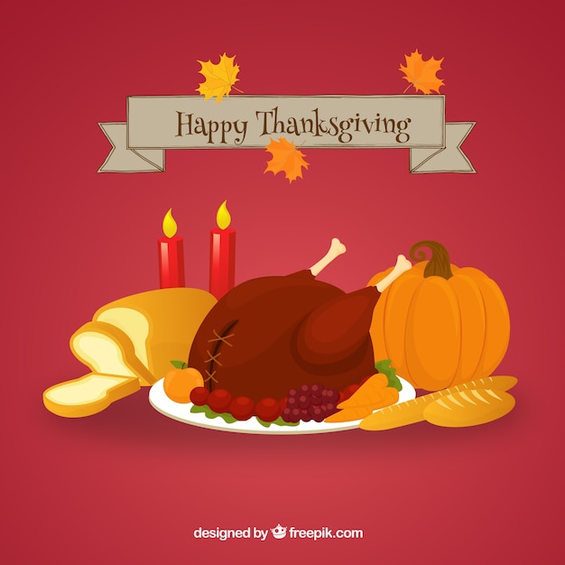 Free Vector | Background of delicious thanksgiving dinner