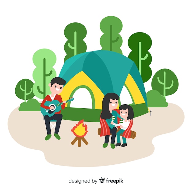 Download Background family camping Vector | Free Download