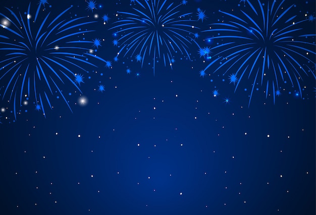 Background Of Fireworks In Dark Sky Free Vector