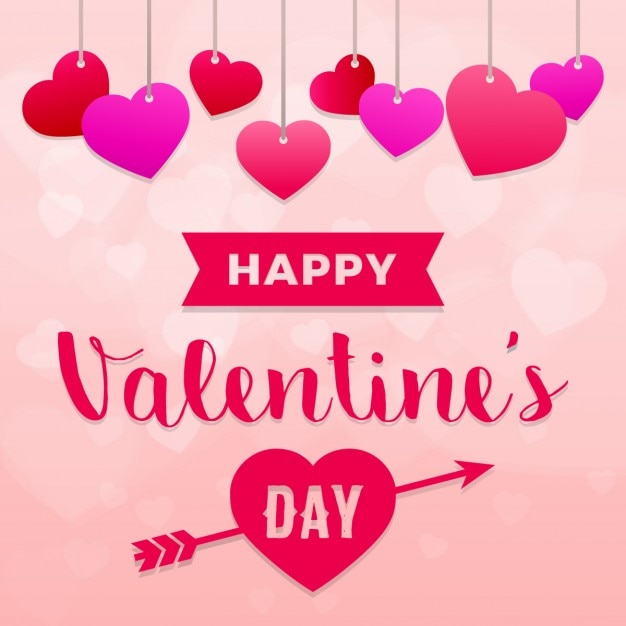 Background for valentine with hanging\
hearts