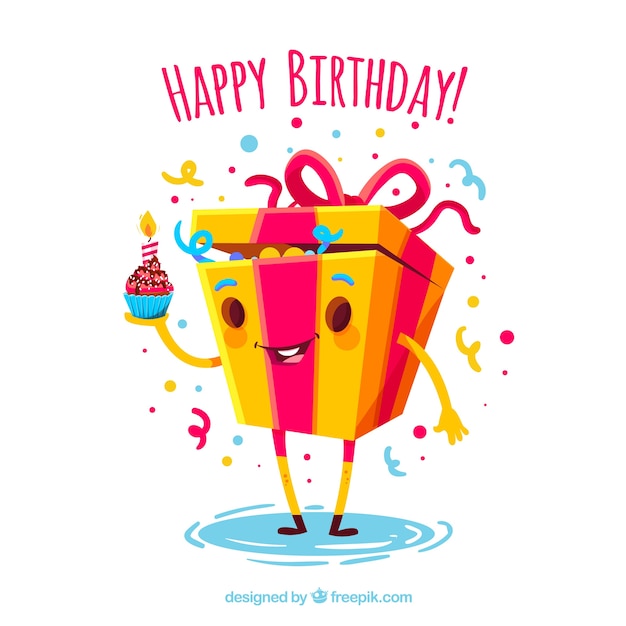 Download Background of funny birthday gift box Vector | Free Download