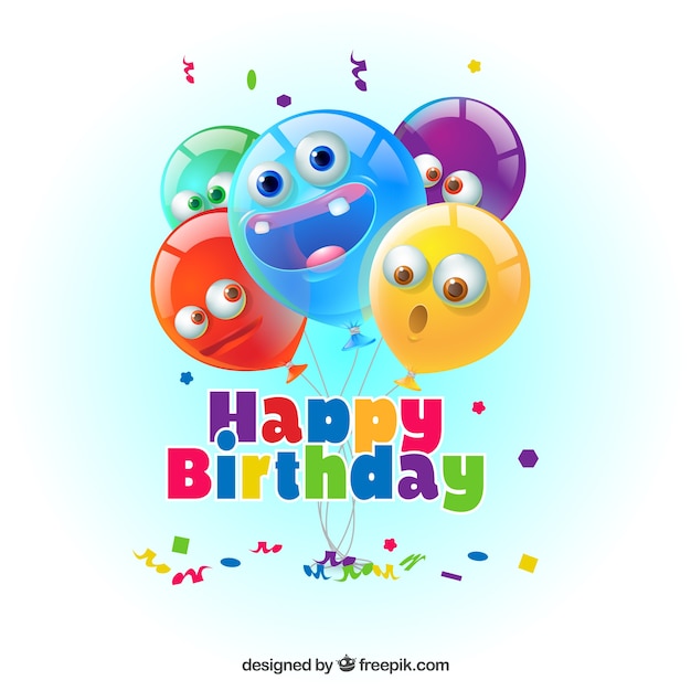 Background of funny colorful birthday balloons | Free Vector
