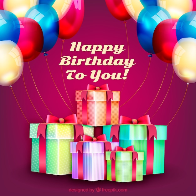 Free Vector | Background of gifts with colorful balloons