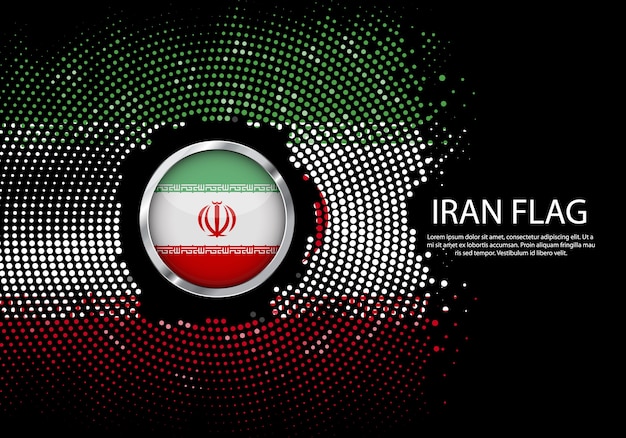 Background halftone gradient template of iran flag. Premium Vector