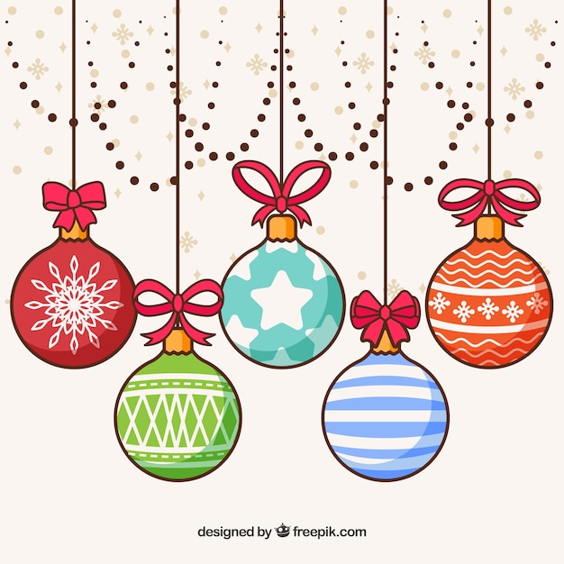 Free Vector | Background of hand drawn christmas balls