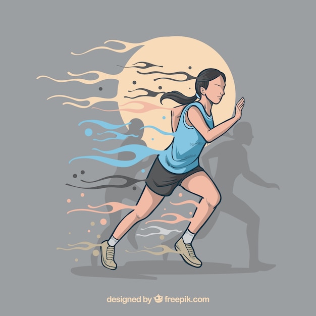 Premium Vector | Background of hand drawn woman running