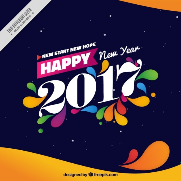 Background Of Happy New Year 2017 With Abstract Shapes Free Vector