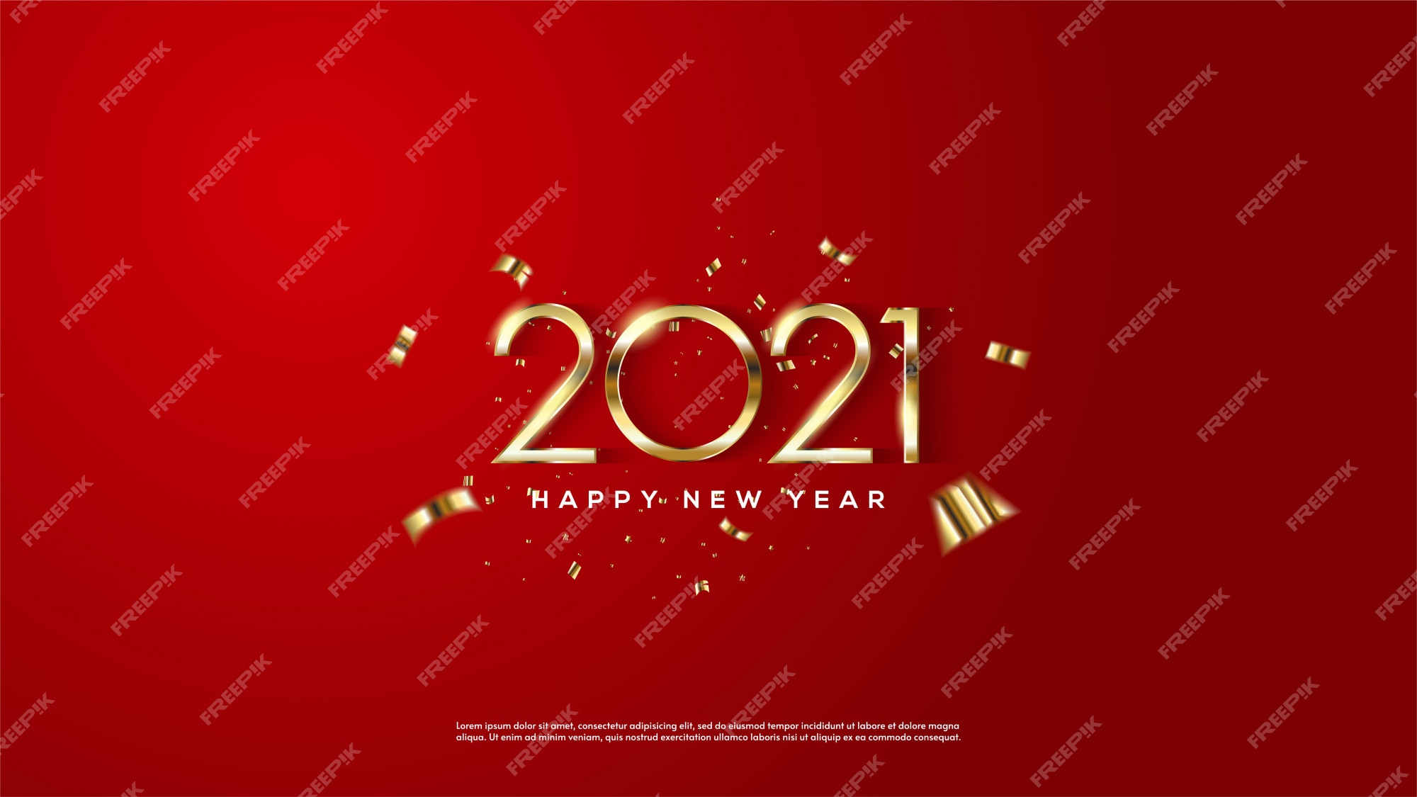 Premium Vector | Background happy new year golden color on a red ...