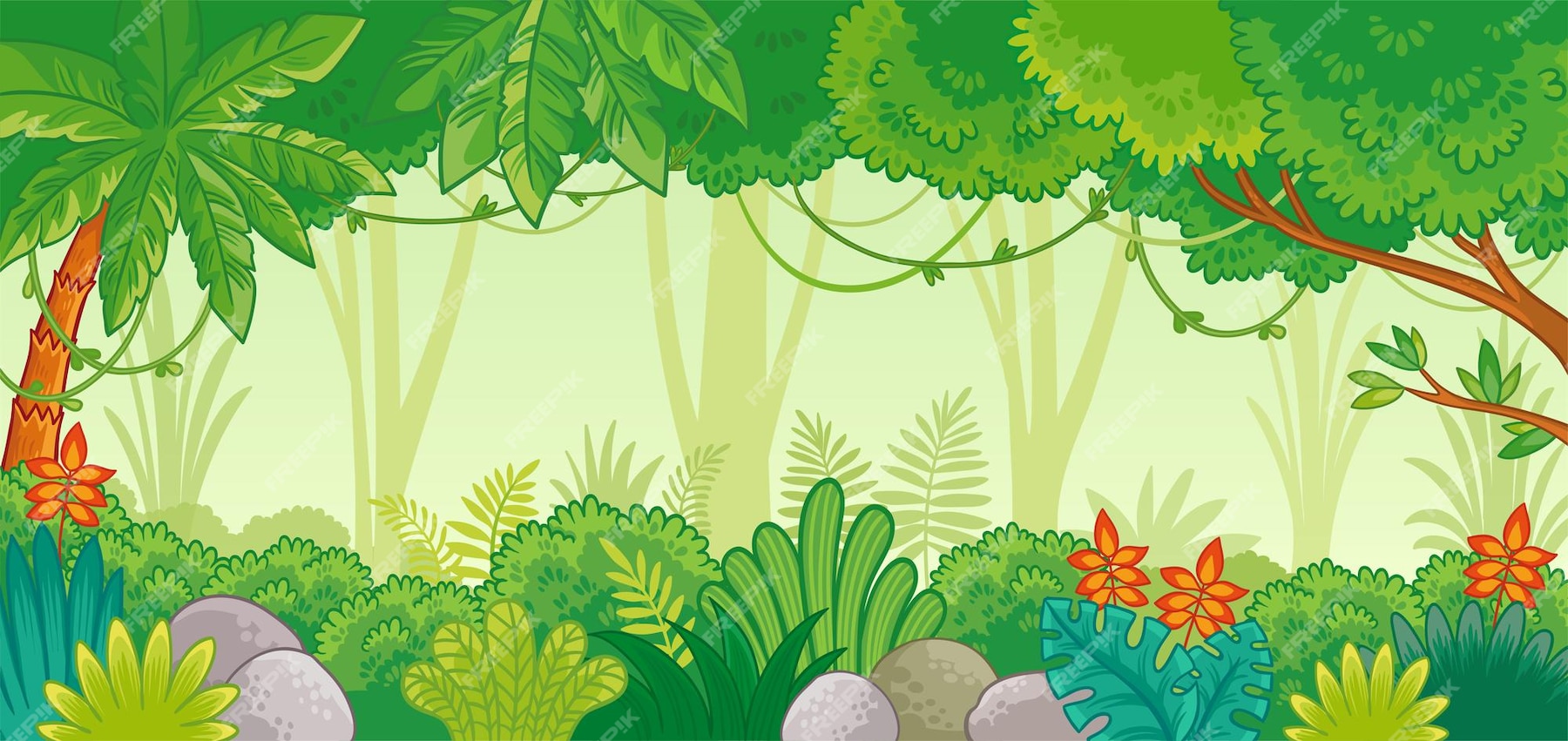 Premium Vector | Background illustration with jungle african nature in ...