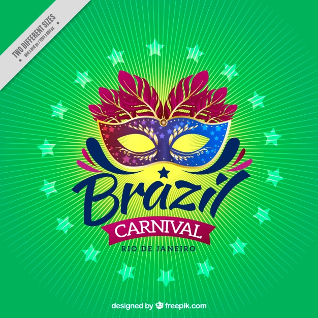 Free Vector Background Of Lines With Brazil Carnival Mask